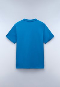 Kortærmet t-shirt i levende turkis bomuld. Har en rund halsudskæring og en glat tekstur, med et enkelt, udekoreret design.