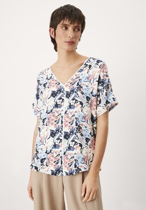 s.Oliver BLACK LABEL MIT V-AUSSCHNITT - Bluse - cream aop