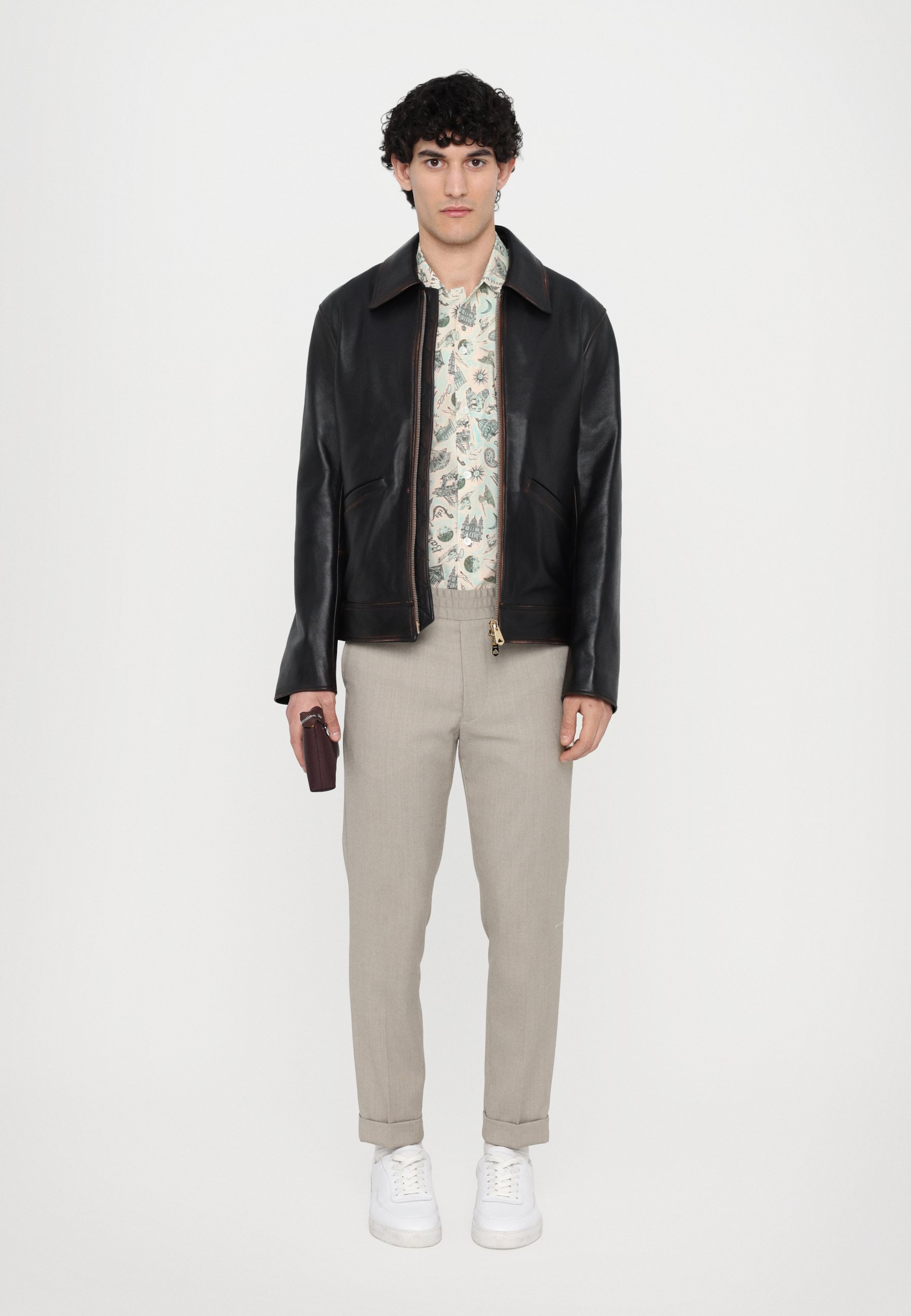 Paul Smith SLIM FIT JACKET - Leather jacket - dark brown - Zalando