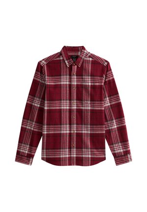 New Look, REGULAR FIT LONG SLEEVE CHECKED OXFORD - Overhemd - burgundy
