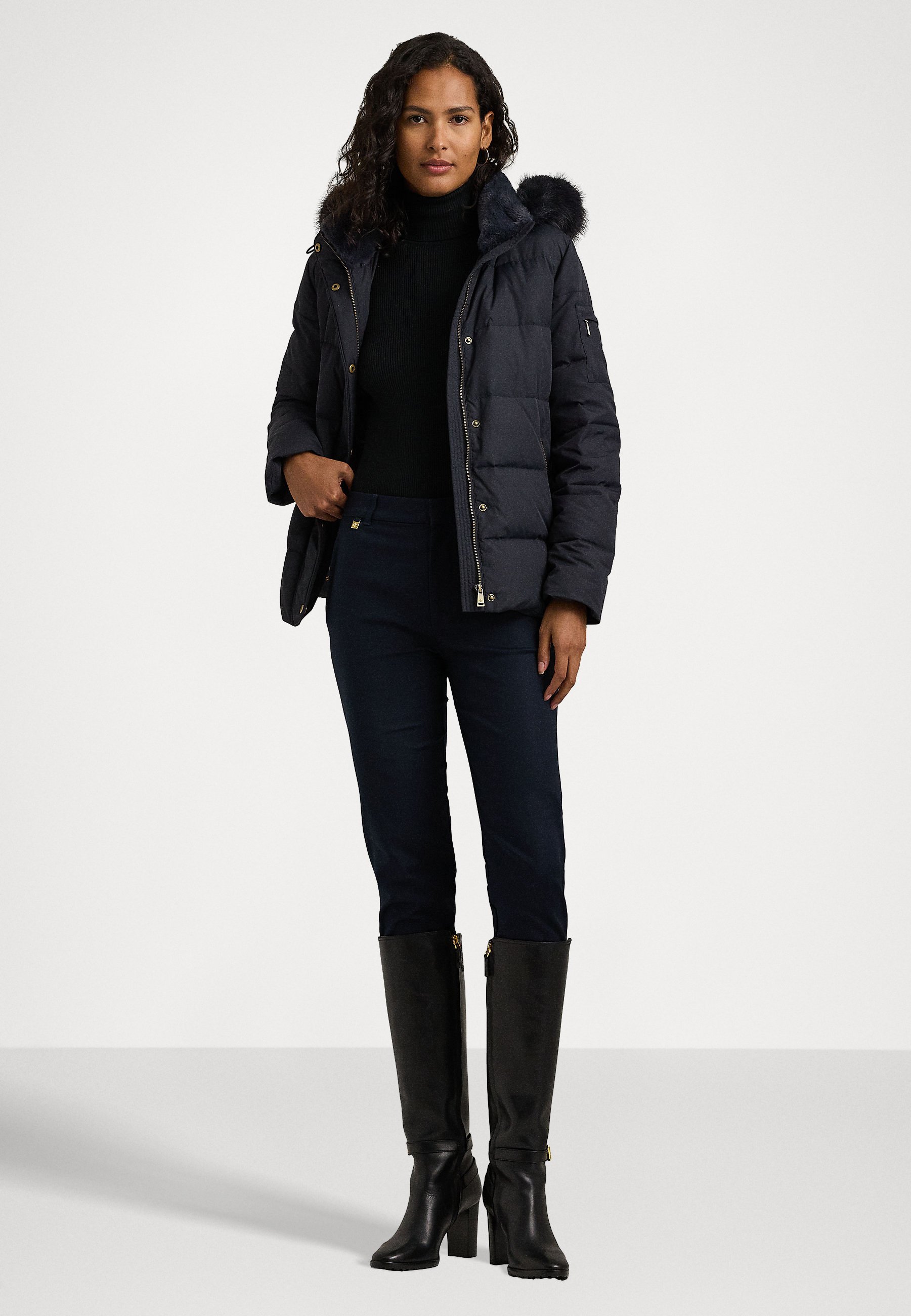 セール！Ralph Lauren Faux-Fur-Trim Hooded Jacket down coat Lauren Ralph Lauren Women's Maxi Faux-Fur-Trimmed Hooded