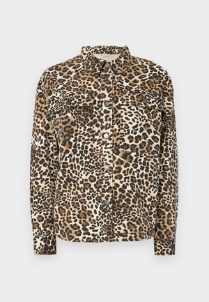 Korte mouwen shirt met luipaardprint, knoopsluiting, twee borstzakken en een klassieke kraag. Gemaakt van zachte, gestructureerde stof.