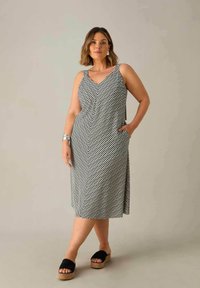 Live Unlimited London MONO STRIPE D-RING MIDI - Vardagsklänning - black