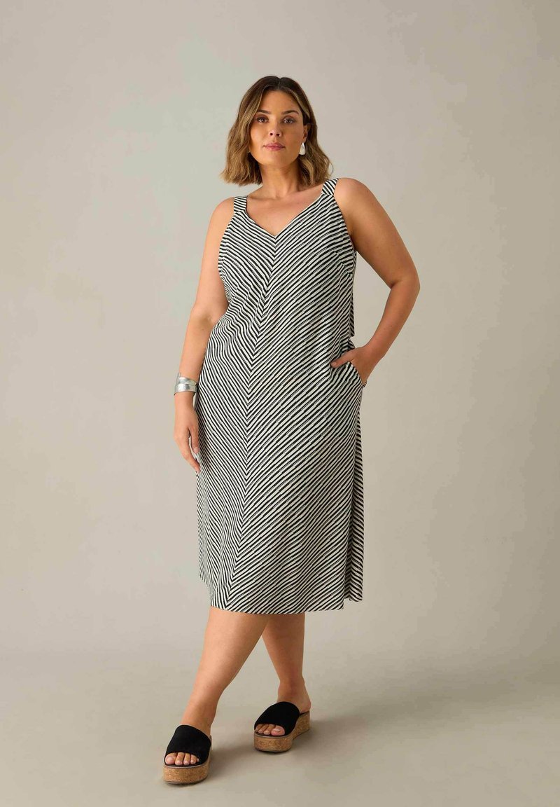 Live Unlimited London MONO STRIPE D-RING MIDI - Vardagsklänning - black