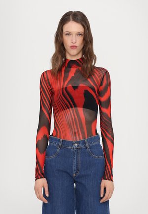 LONG PRINTED BODYSUIT - Long sleeved top - red/black