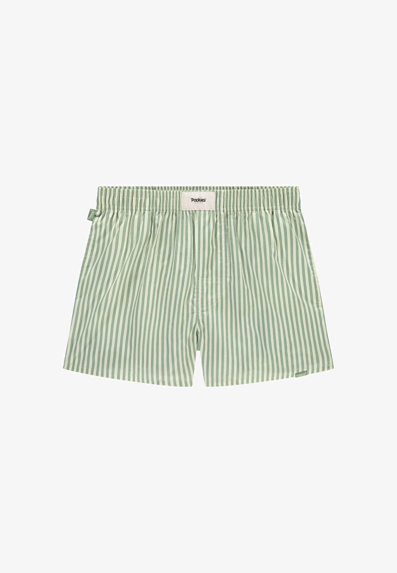 Groene en witte gestreepte boxershorts met een elastische tailleband en een klein logo-label. Gemaakt van zachte stof met een comfortabele pasvorm.