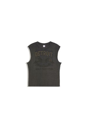 Bershka, WORKER PRINT - TSHIRT - Top - dark grey