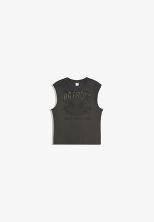 Bershka, WORKER PRINT - TSHIRT - Top - dark grey