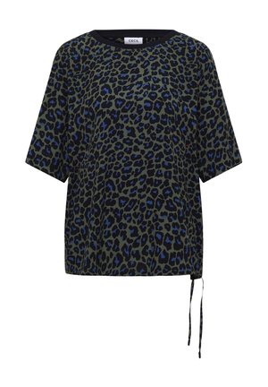 Cecil, SHORT-SLEEVED BLOUSE-STYLE TOP WITH LEOPARD PRINT - Blouse - dried olive green