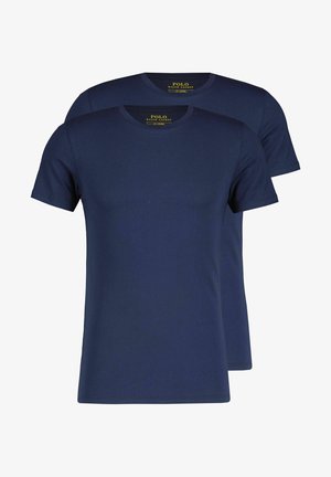 Navy blue cotton t-shirts with short sleeves and crew neckline, featuring a smooth texture and minimal design. Sold in a pack of two.