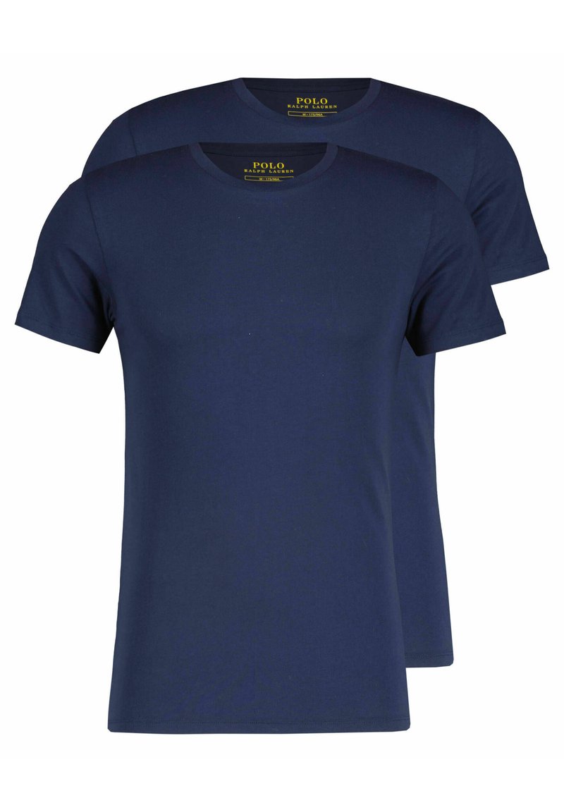Navy blue cotton t-shirts with short sleeves and crew neckline, featuring a smooth texture and minimal design. Sold in a pack of two.