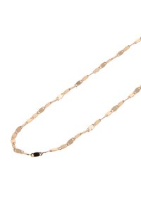 Náhrdelník s řetízkem v barvě zlata, obsahující prodloužené propojené ovály s lesklým povrchem. Délka přibližně 45 cm.