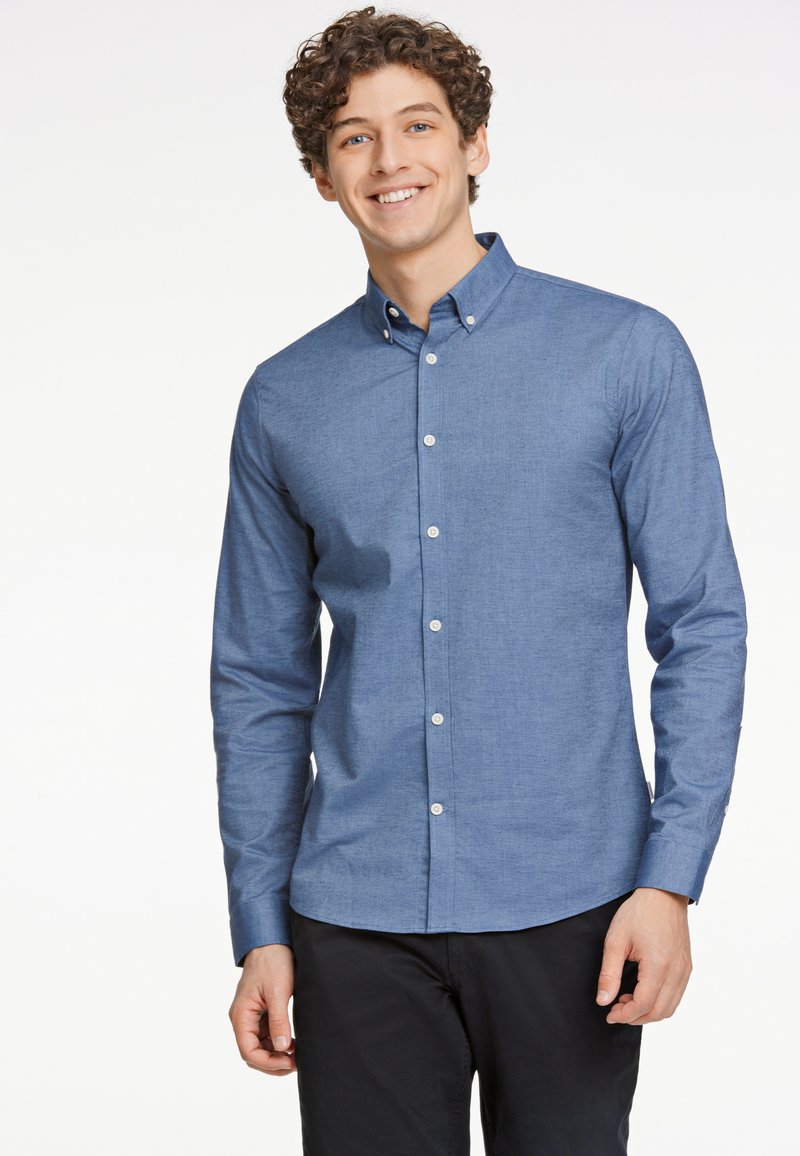 Lindbergh SUPERFLEX - Vapaa-ajan kauluspaita - dust blue mix