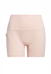 Jasnobeżowe, wysokowalne elastyczne szorty z płaskimi szwami i boczną kieszenią, zaprojektowane z myślą o komforcie i aktywnym stylu życia.