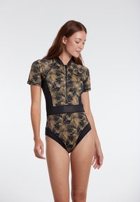 Olympia SHORTSLEEVE FLORAL - Jednodílné plavky - schwarz