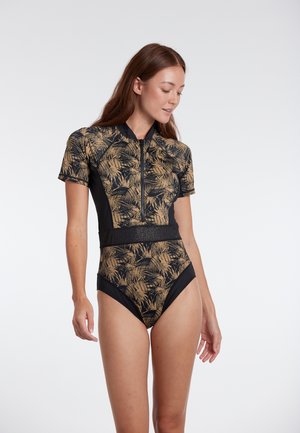 SHORTSLEEVE FLORAL - Swimsuit - schwarz