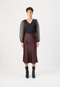 YAS YASPELLA MIDI SKIRT - A-silueta svārki - decadent chocolate