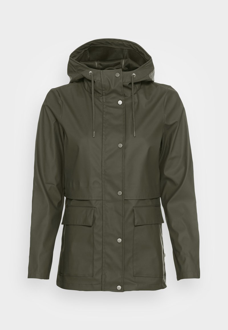 Only Petite Regenjas donkergroen