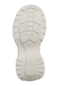 Bílá podrážka tenisky s texturovaným vzorem běhounu s vlnitými liniemi a akcenty hvězdiček, s logem "Buffalo" na patě.