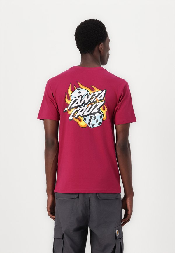 FLAMING DICE DOT CHEST UNISEX - Print T-shirt - burgundy