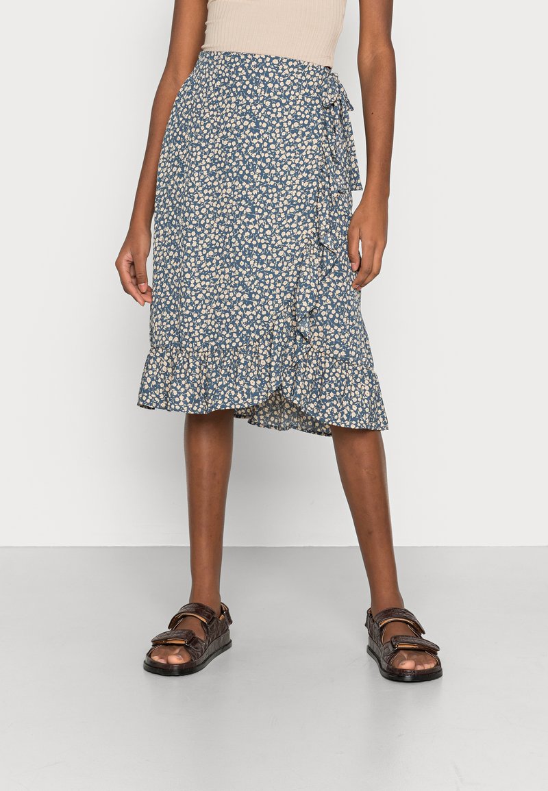 ONLY ONLFUCHSIA BELOW KNEE WRAP SKIRT Wickelrock blue mirage/tonal