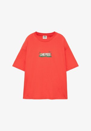 PULL&BEAR, RELAXED FIT ONE PIECE - T-SHIRT - T-shirt imprimé - light red