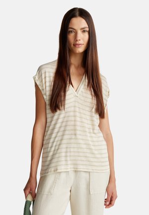 STRIPED - T-shirt con stampa - cream