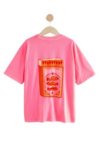 Next SHORT SLEEVE CREW NECK - Printtipaita - fluro pink