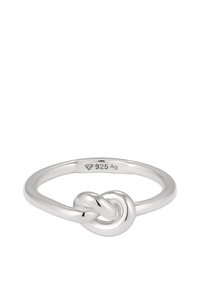 Ring i sterling silver med knutdesign. Slät, polerad yta med ett tunt, rundat band och synlig 925 silverstämpel.