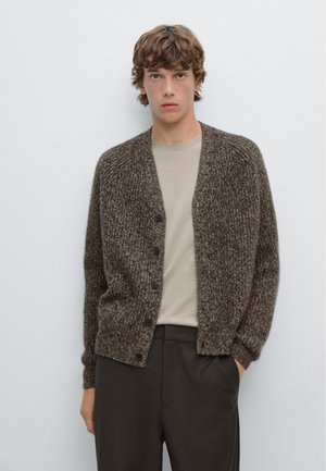 Massimo Dutti CASHMERE V-NECK RAGLAN SLEEVE - Cardigan - dark brown