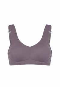 Mauve rintaliivit, joissa on leveät olkaimet, saumatön muotoilu ja pehmeä pinta. Varustettu säädettävällä mekaniikalla ja sileällä pinnalla ilman pehmustetta.