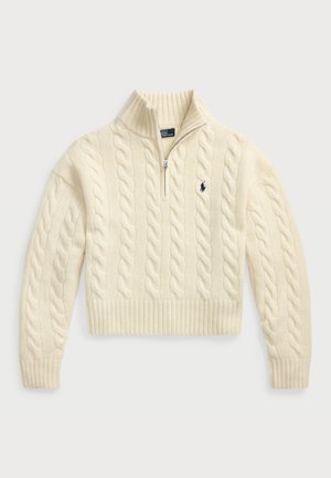 Polo Ralph Lauren CABLE WOOL CASHMERE HALF ZIP SWEATER - Jersey de punto - authentic cream