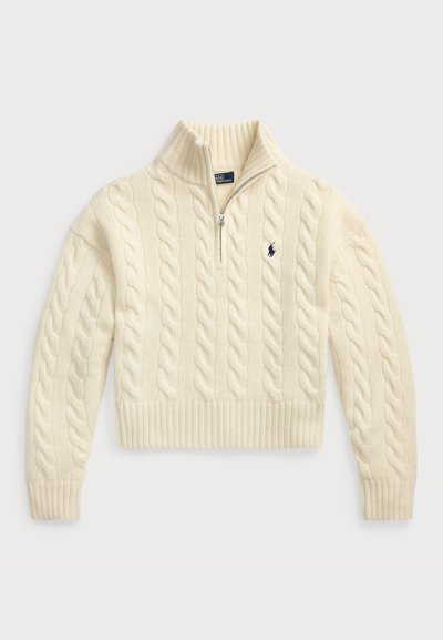 Polo Ralph Lauren CABLE WOOL CASHMERE HALF ZIP SWEATER - Pulover - authentic cream