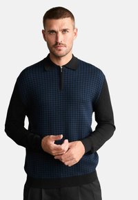 REGULAR FIT SIGNATURE QUARTER ZIP LONG SLEEVE - Neule - black navy dogtooth