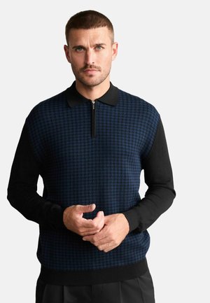 REGULAR FIT SIGNATURE QUARTER ZIP LONG SLEEVE - Striktrøje - black navy dogtooth