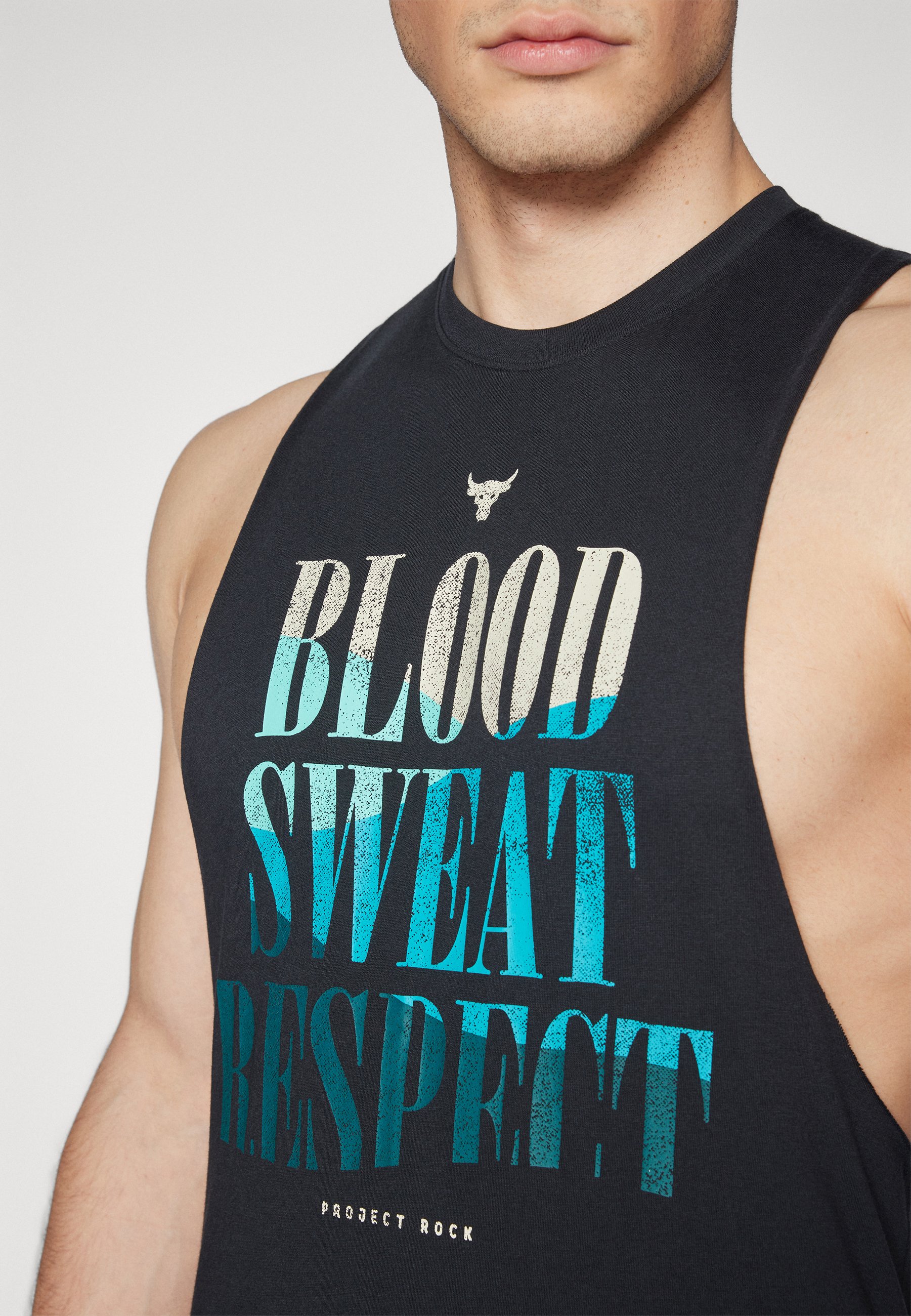 Under Armour PROJECT ROCK BSR PAYOFF TANK - Top - black/radial  turquoise/black - Zalando.co.uk