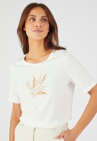 Damart MOTIF TON SUR TON PAILLETÉ - Camiseta estampada - blanc cassé