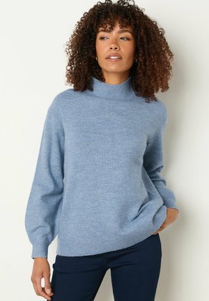 FUNNEL NECK BALLOON SLEEVE  - Striktrøje - blue