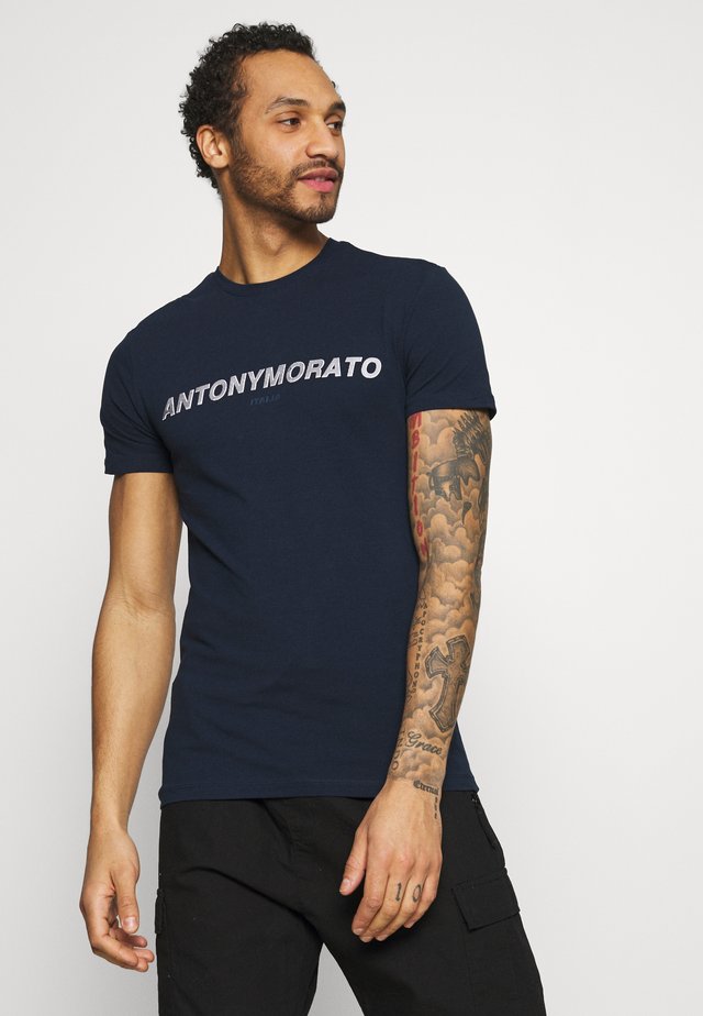 SUPER SLIM FIT WITH PINS BICOLOUR LOGO - T-shirt print - avio blu