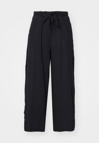 WIDE LEG PANT TIE WAIST - Trousers - black