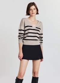 Calliope CON SCOLLO A V A RIGHE - Strickpullover - var beige chiaro melange