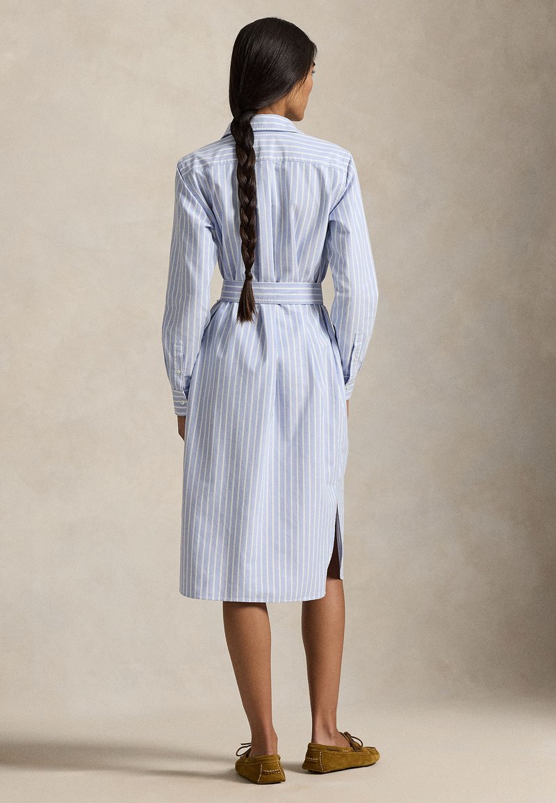 Polo Ralph Lauren STRIPED COTTON OXFORD BELTED SHIRTDRESS - Shirt dress -  harbor island blue/white/light blue - Zalando