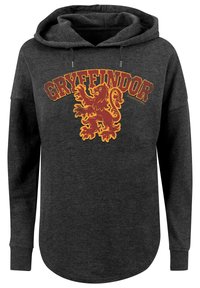 Sivi dukserica s velikim logom Gryffindora u crvenoj i zlatnoj boji na sredini. Ima prednji kengurulasti džep i kapuljaču s podesivim vezicama.