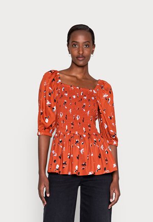 KAMORIAN SMOCK BLOUSE - Blusa - orange  black/blue flower