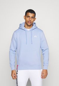 Alpha Industries - SMALL LOGO - Džemperis su gobtuvu - light blue Miniatiūros vaizdas 1