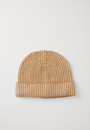 KNITID PLATED TURN BACK BEANIE - Kootud müts - chestnut/organic white