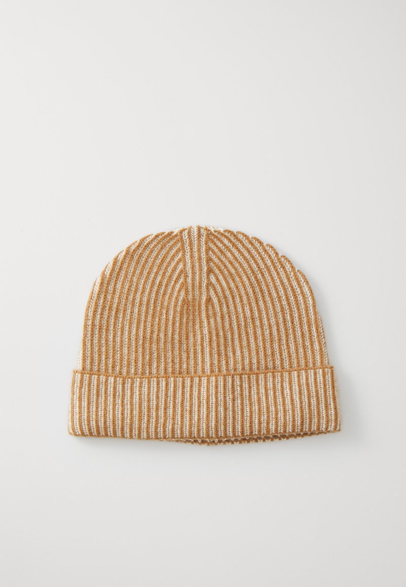 KNITID PLATED TURN BACK BEANIE - Lue - chestnut/organic white