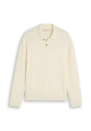 TOM TAILOR, SOFT KNITTED POLO - Poloshirt - gardenia white