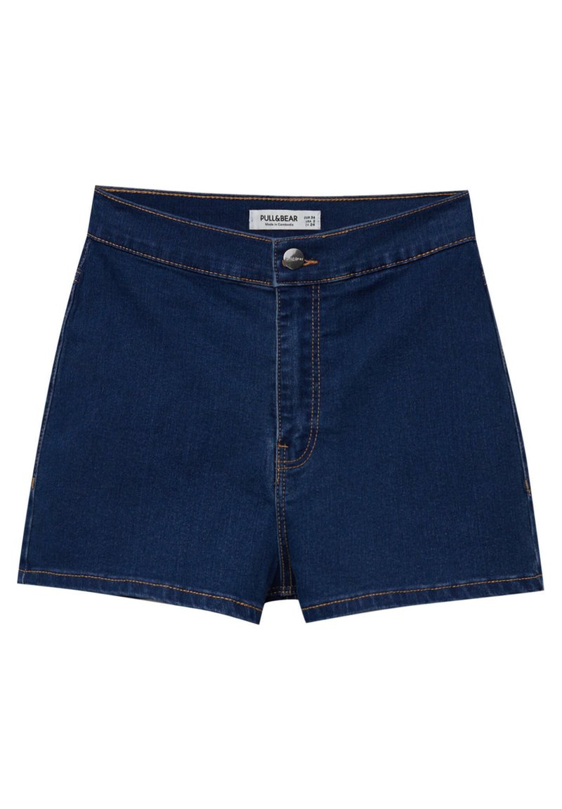 PULL&BEAR HIGHWAIST DENIM Jeans Shorts dark blue denim/darkblue