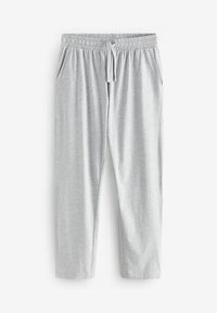 Lichtgrijze jogpants van zachte katoenmix. Voorzien van een elastische tailleband, verstelbaar trekkoord en zijzakken. Glad textuur.